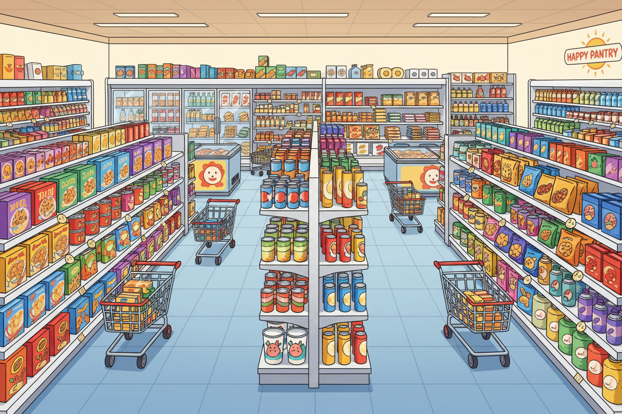 an animation picture for Grocery Store without fresh produce