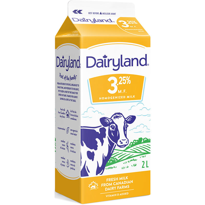 Dairyland Homogenized Milk, 3.25% M.F., 2 L