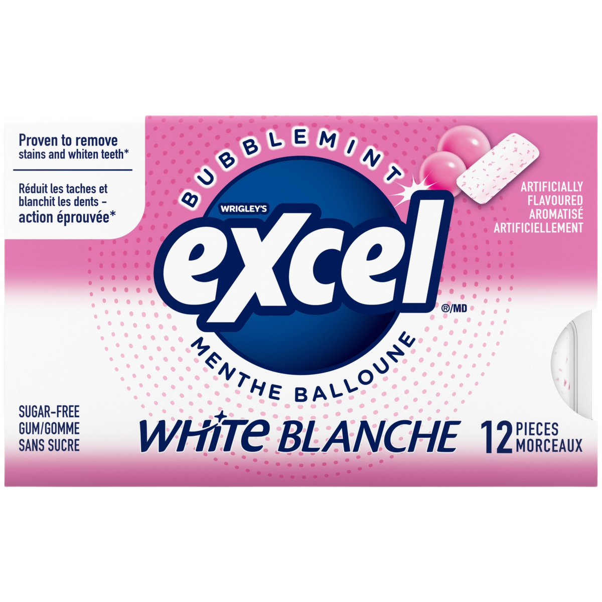 Excel White Bubblemint Sugar-Free Gum, 12 Pieces