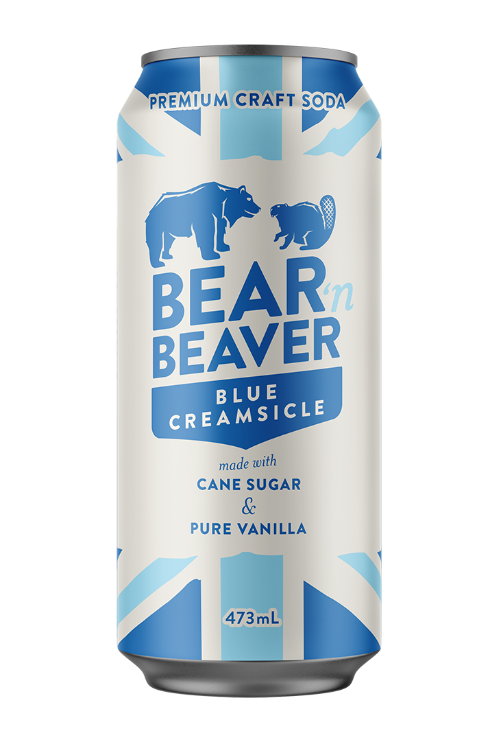 Bear 'n Beaver Blue Creamsicle Soda, 473 mL