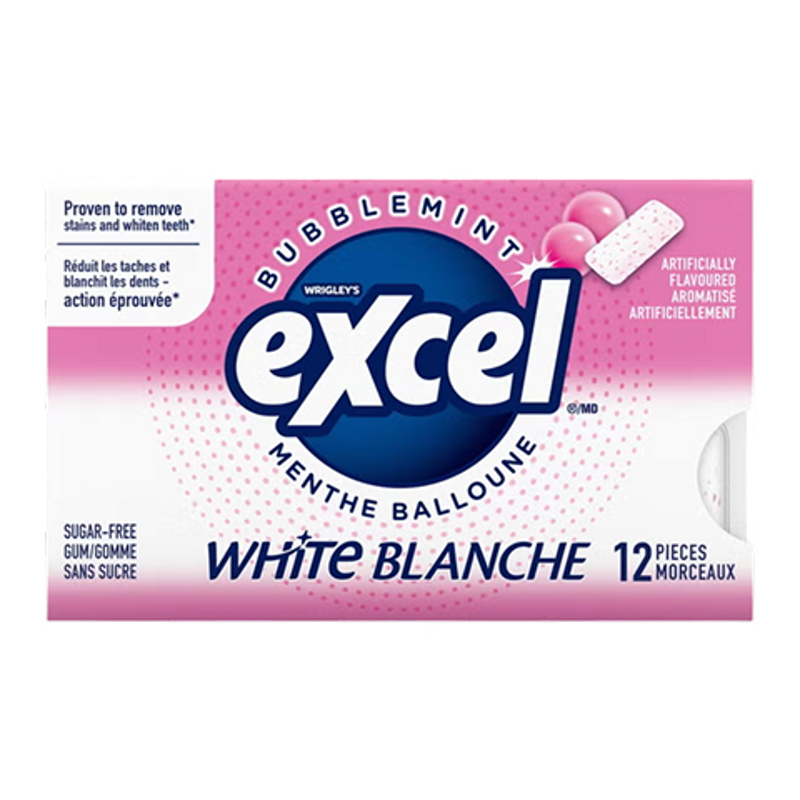 Excel White Bubblemint Sugar-Free Gum, 12 Pieces