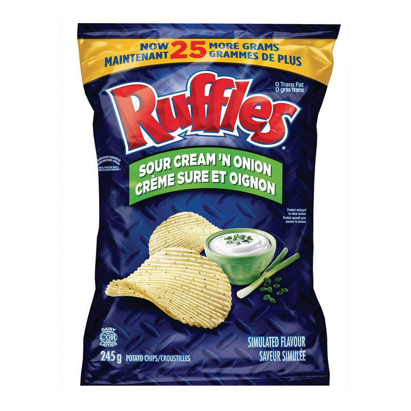 Ruffles Sour Cream & Onion Potato Chips, 245 g