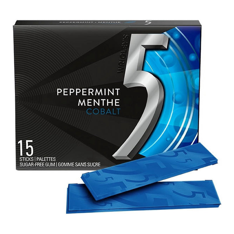 5 Gum Cobalt Peppermint Sugar-Free Gum, 15 Sticks