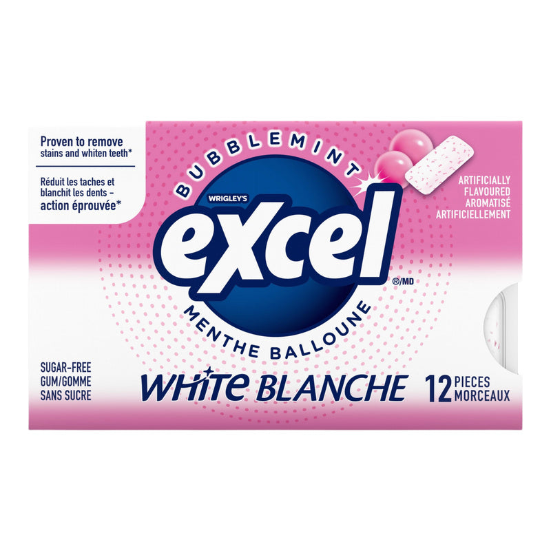 Excel White Bubblemint Sugar-Free Gum, 12 Pieces